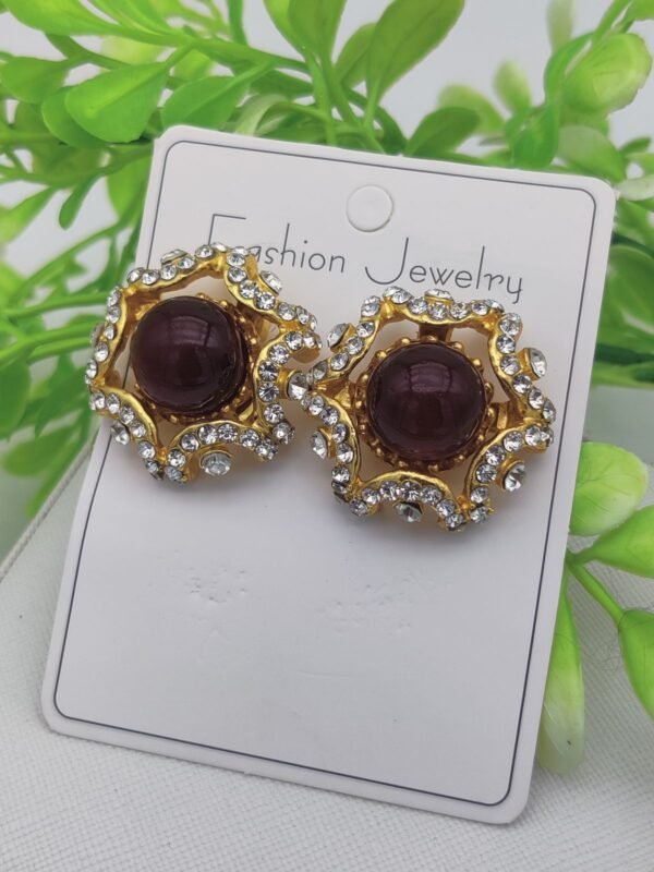 Imported Dual toned Radiant Stud Earrings - Image 5