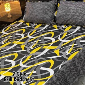 Luxurious King Size Double Bedsheet Set -3 pcs Frill Mix Cotton Design
