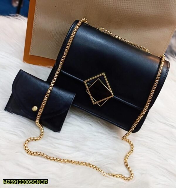 2 Pcs leather handbag with long chain - Image 2